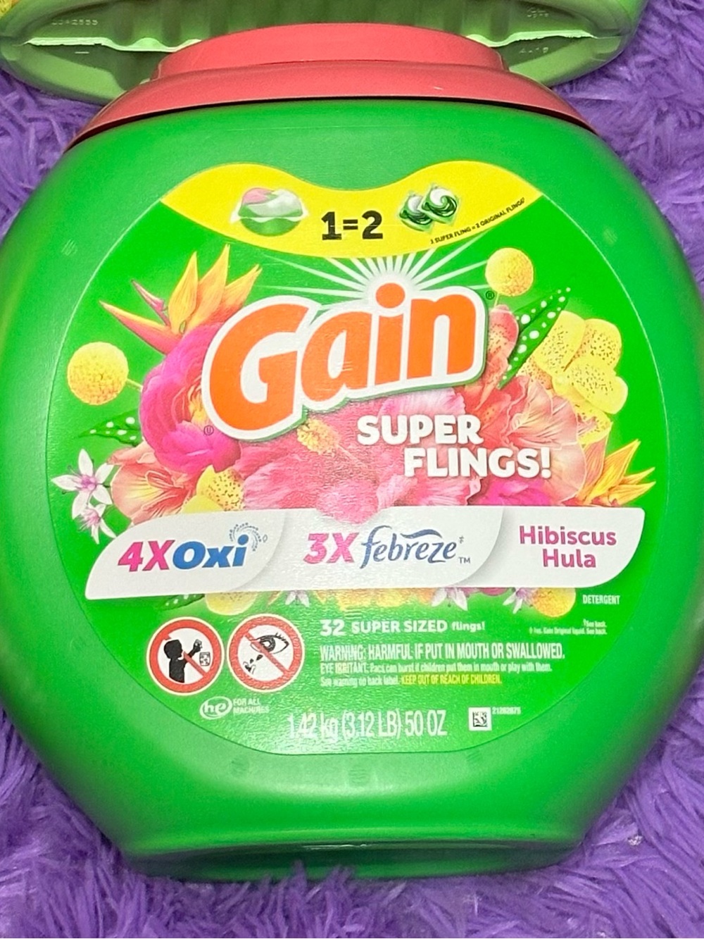 Super Flings! Hibiscus Hula Laundry Detergent Pods - Green